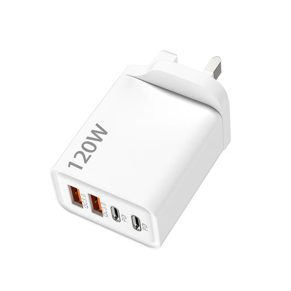 Fast Charging 4-Port USB Charger | 120W Wall Adapter for Smartphones