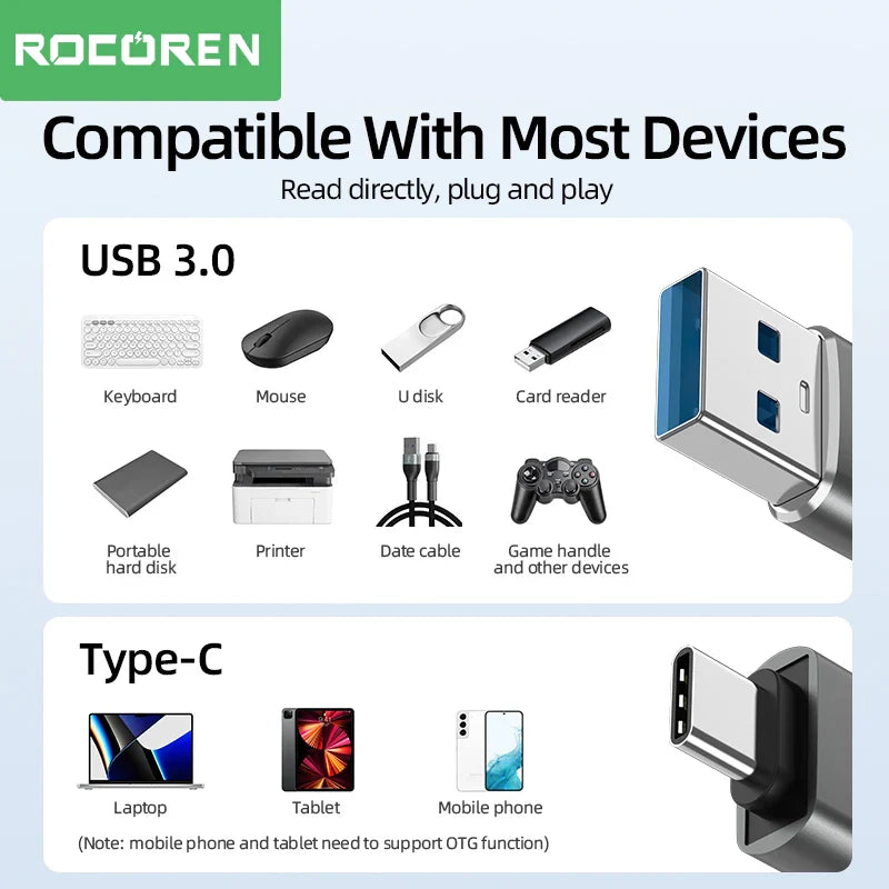 USB-C OTG Adapter | 5Gbps USB 3.0 Female to Type-C Male Cable