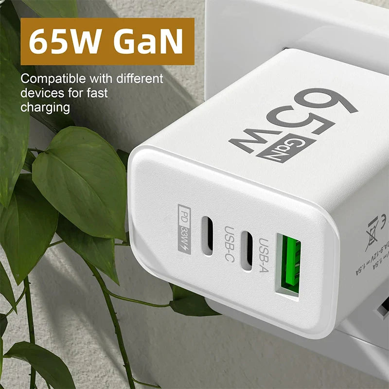 Quick Charge 65W USB-C Charger | Wall Adapter for iPhone & Android
