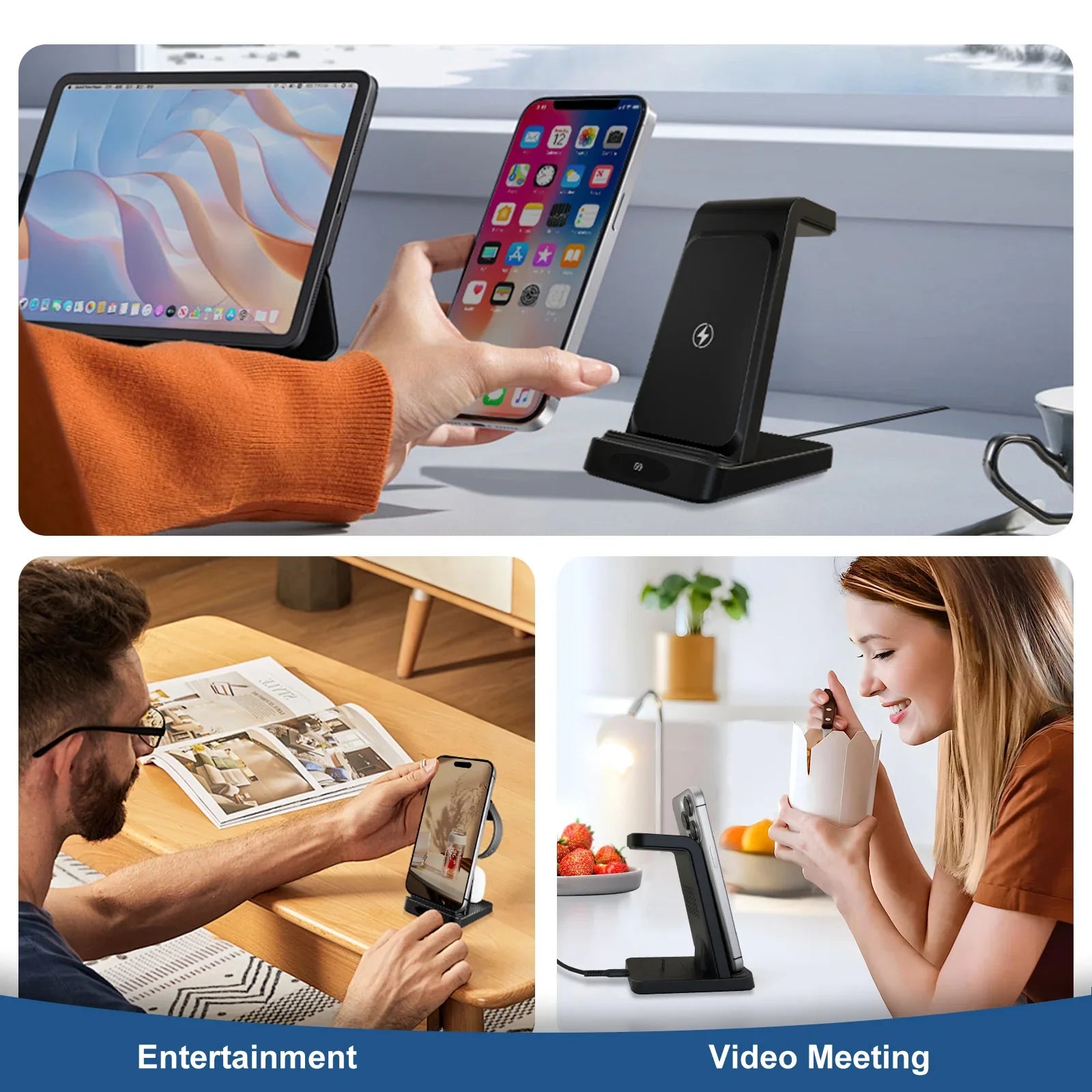 3-in-1 Foldable Magnetic Wireless Charger – 18W Fast Charging for Phone