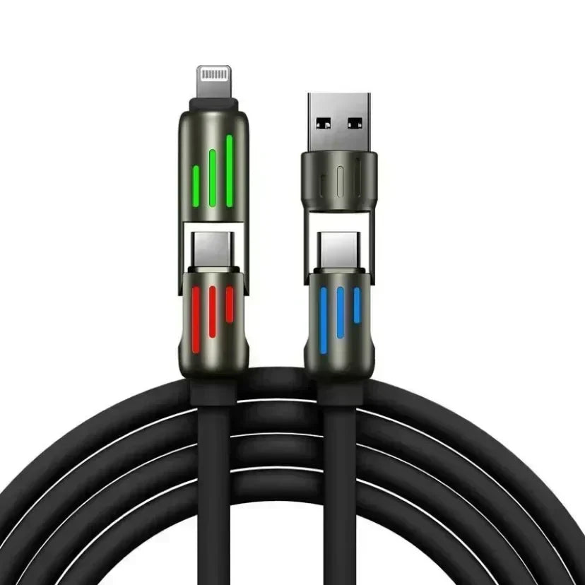 6.6FT 240W 4-in-1 USB Charging Cable with USB-A and Type-C Connectors