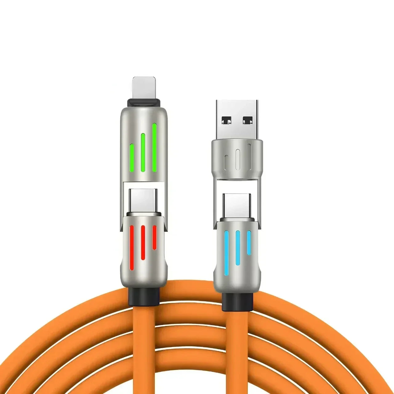 6.6FT 240W 4-in-1 USB Charging Cable with USB-A and Type-C Connectors