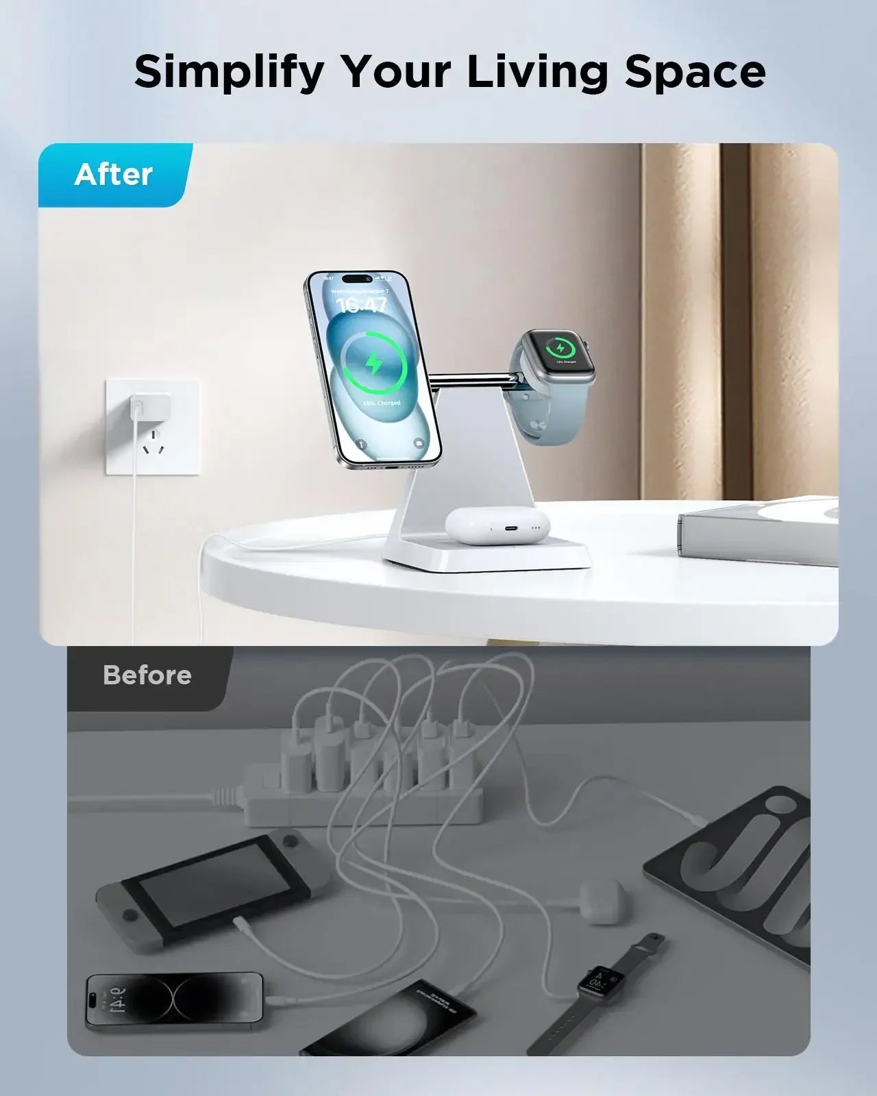 3-in-1 Magnetic Wireless Charger | iPhone & Apple Device Charging Station