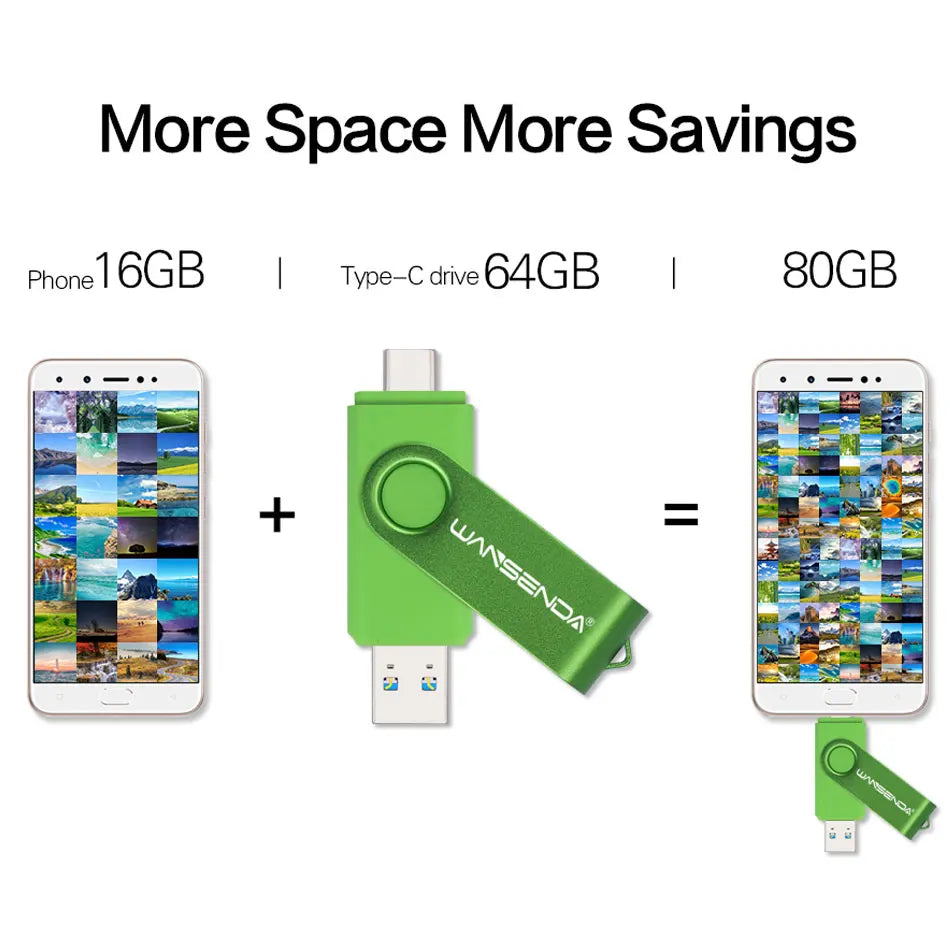 Portable USB 3.0 Type-C Flash Drive | OTG 2-in-1 Storage 16–512GB
