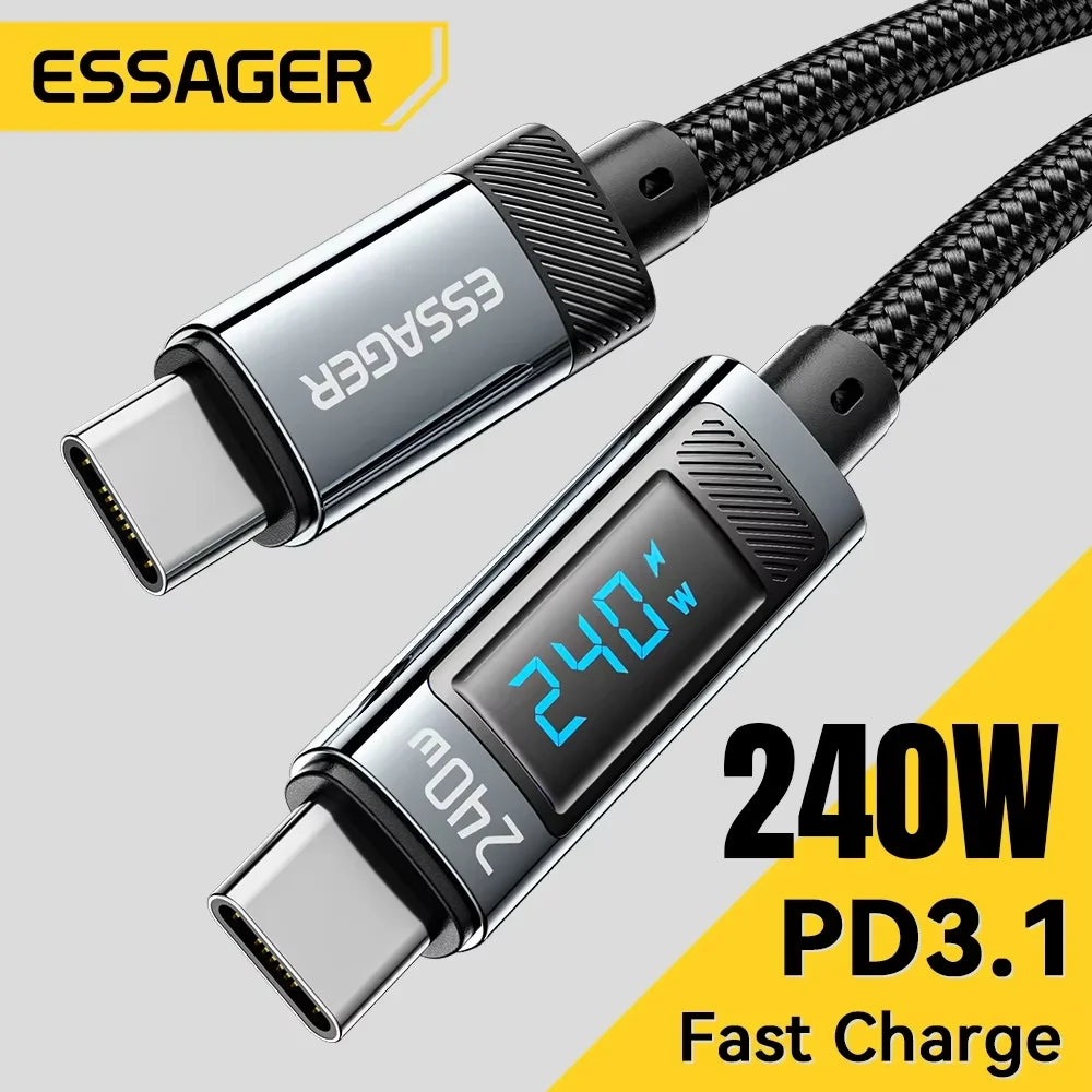 USB Type-C Cable 2M | 100W PD Fast Charger for MacBook, Samsung, Xiaomi