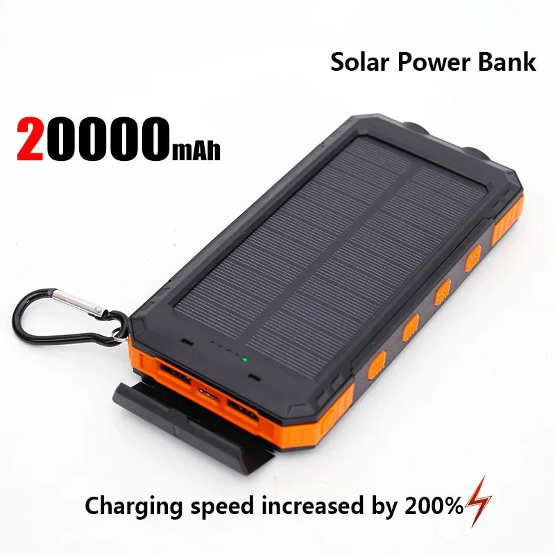 Solar Power Bank 50000mAh | Portable External Battery with LED Light