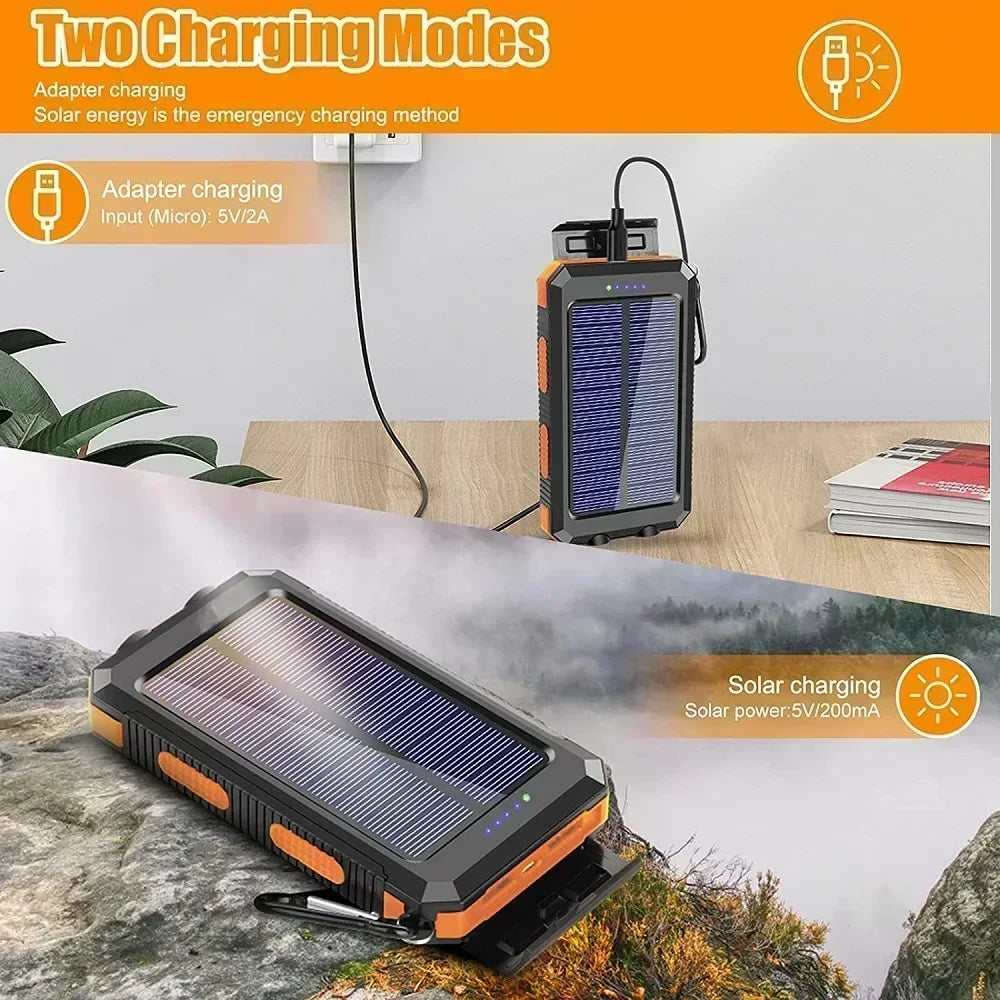 Solar Power Bank 50000mAh | Portable External Battery with LED Light