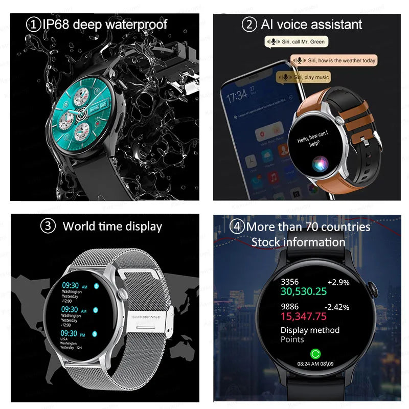 NFC Smart Watch Amoled HD GPS Track Sports Heart Rate Bluetooth Call Waterproof Ladies Women Smartwatch For Women's Gift