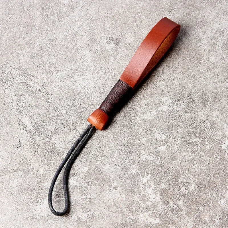 Handmade Genuine Leather USB Flash Drive Keychain – Natural Leather Wrist Strap Holder