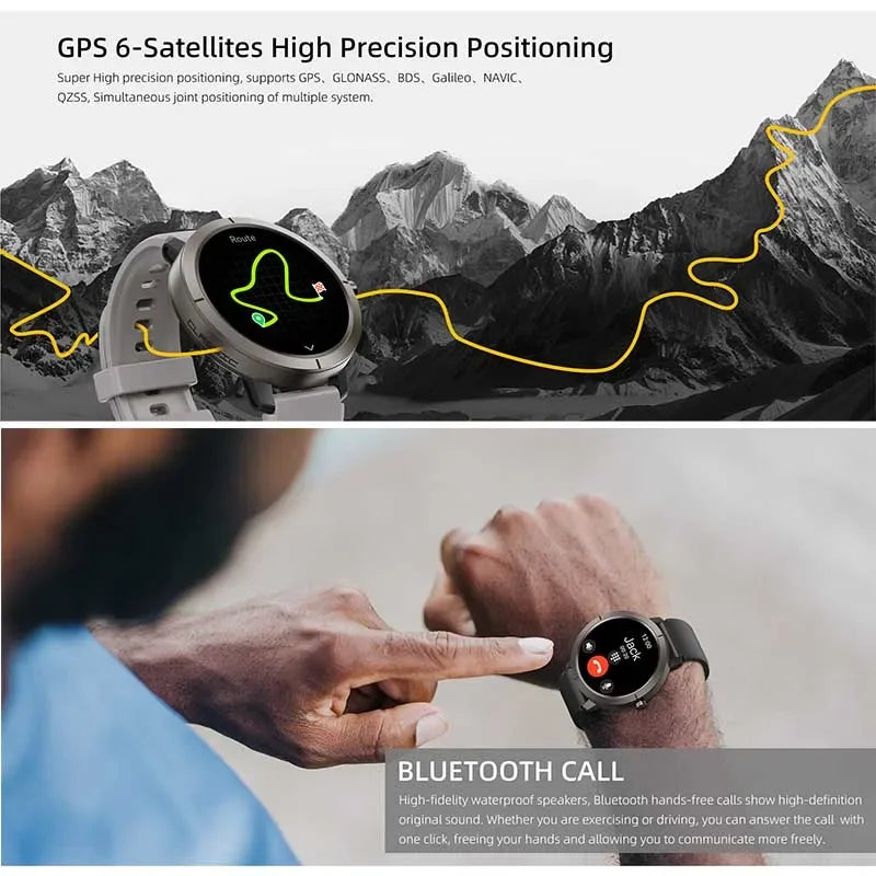 GPS Positioning Smart Watch 1.32AMOLED 5ATM Waterproof Women Health Bluetooth Call 360mAh Compass 170+Sports Mode SmartWatch