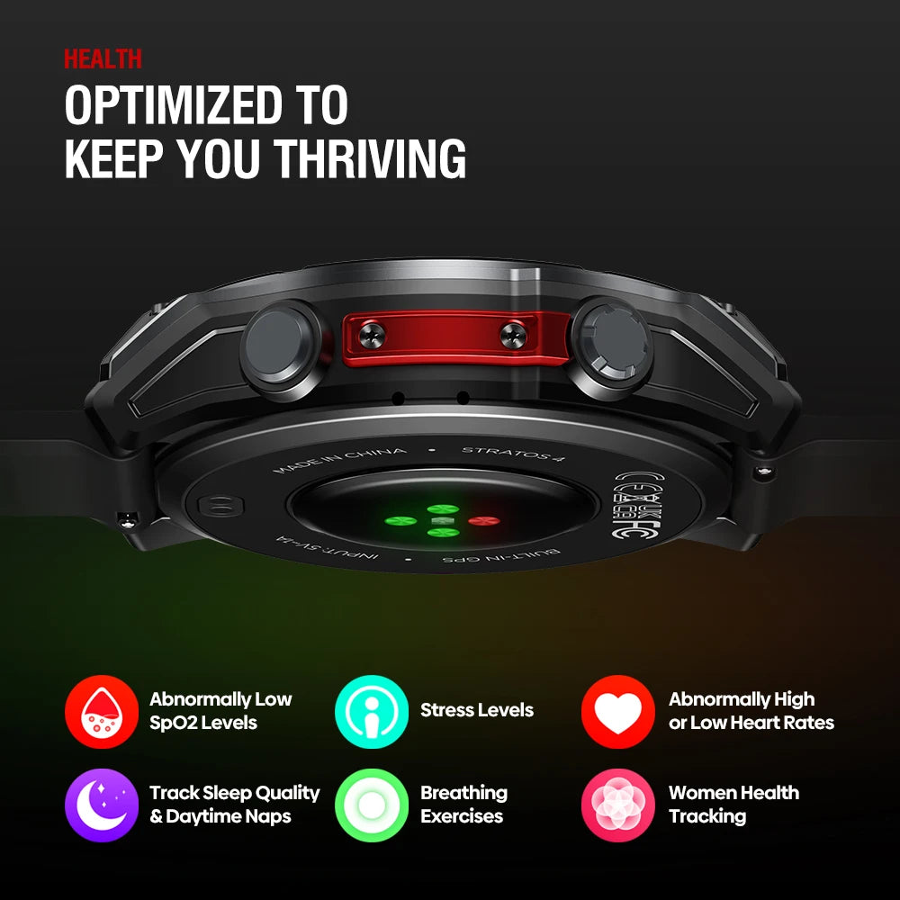 4 GPS Smartwatch 1.43" AMOLED Screen Compass Barometric Altimeter Flashlight Voice Calling Smart Watch