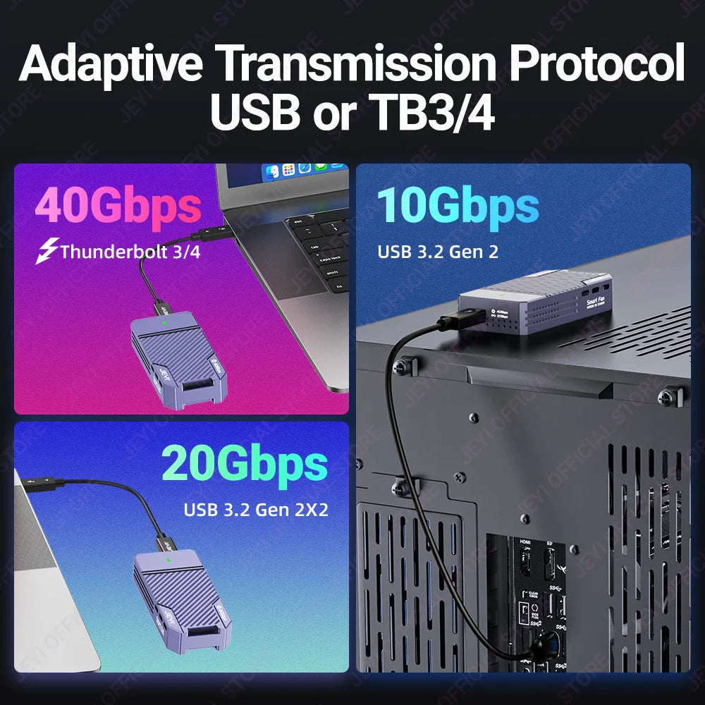 Aluminum M.2 NVMe SSD Case | USB 4.0 Type-C 40Gbps External Storage