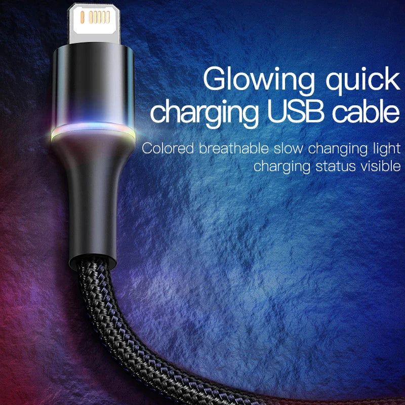 LED USB Cable for iPhone & iPad | High-Speed Charging & Data