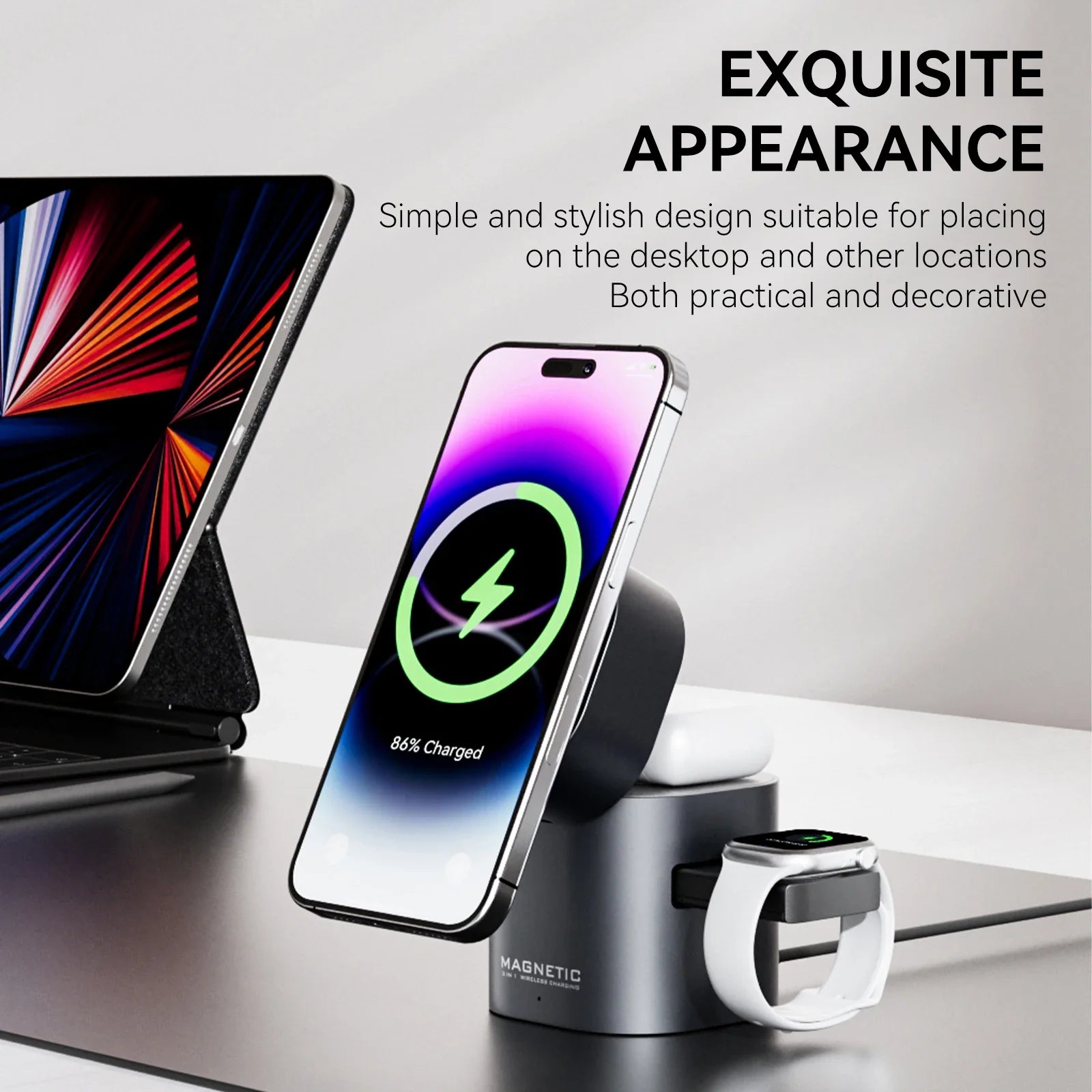 3-in-1 Wireless Charging Station | Fast Charger for iPhone, Apple Watch & AirPods