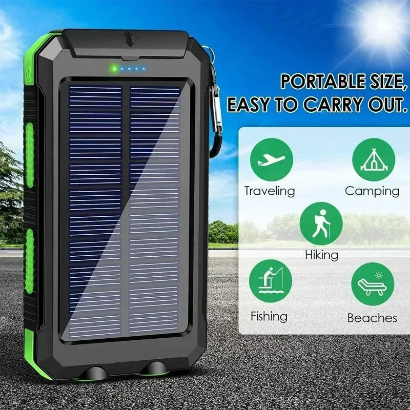 Solar Power Bank 50000mAh | Portable External Battery with LED Light