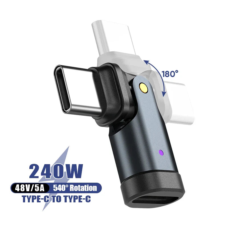 USB-C Adapter 240W 5A | Type-C Male to Female Fast Charging Converter