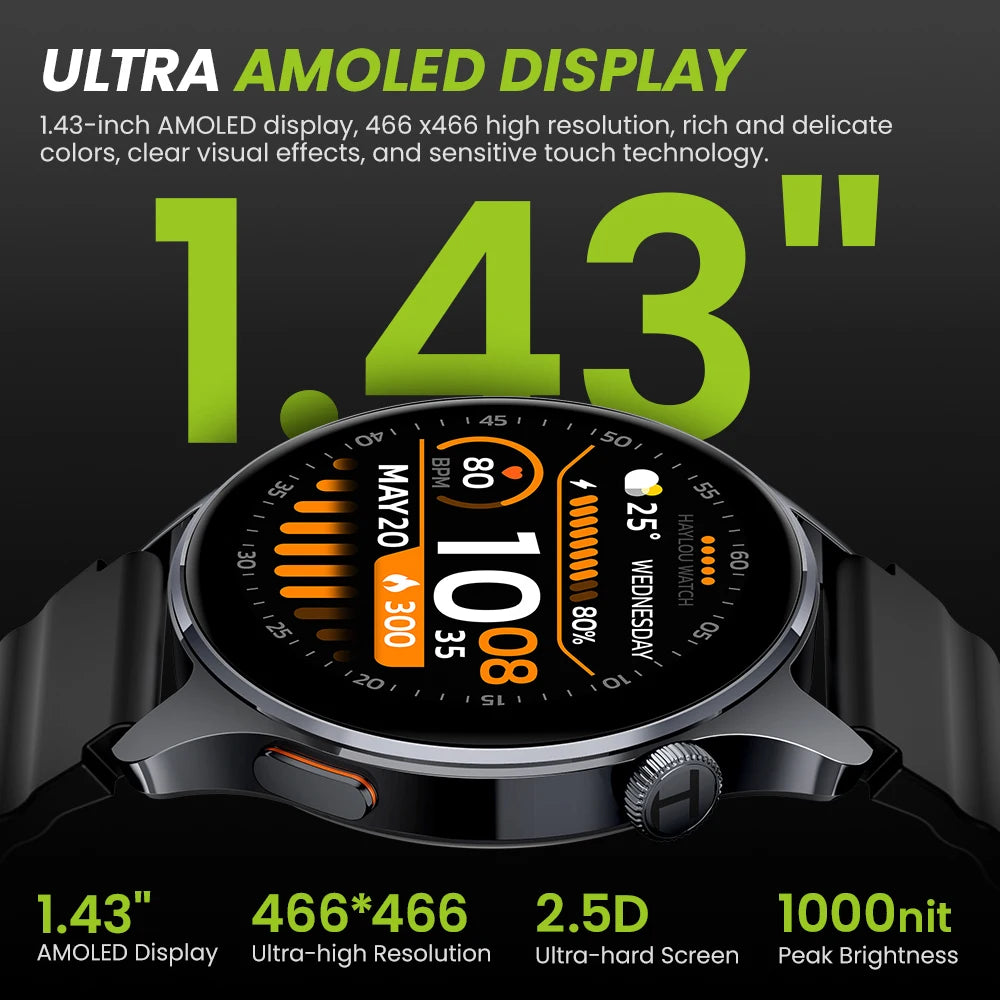Watch 4S GPS Smartwatch 1.43” HD AMOLED Display 5 Satellite GPS Positioning 120+ Workout Modes Sport Fitness Smart Watch