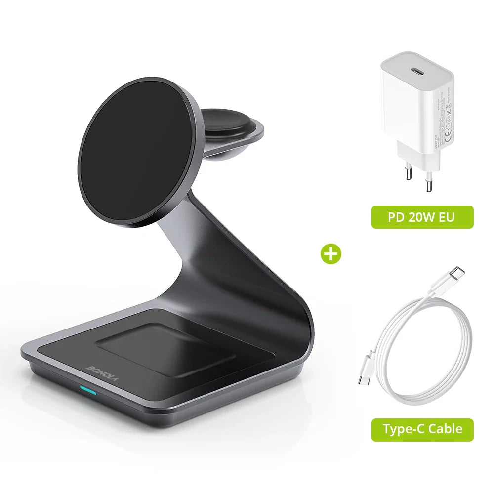 Magnetic Wireless Charger 3-in-1 | Fast 30W Station for Apple Devices