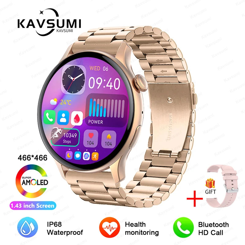 NFC Smart Watch Amoled HD GPS Track Sports Heart Rate Bluetooth Call Waterproof Ladies Women Smartwatch For Women's Gift