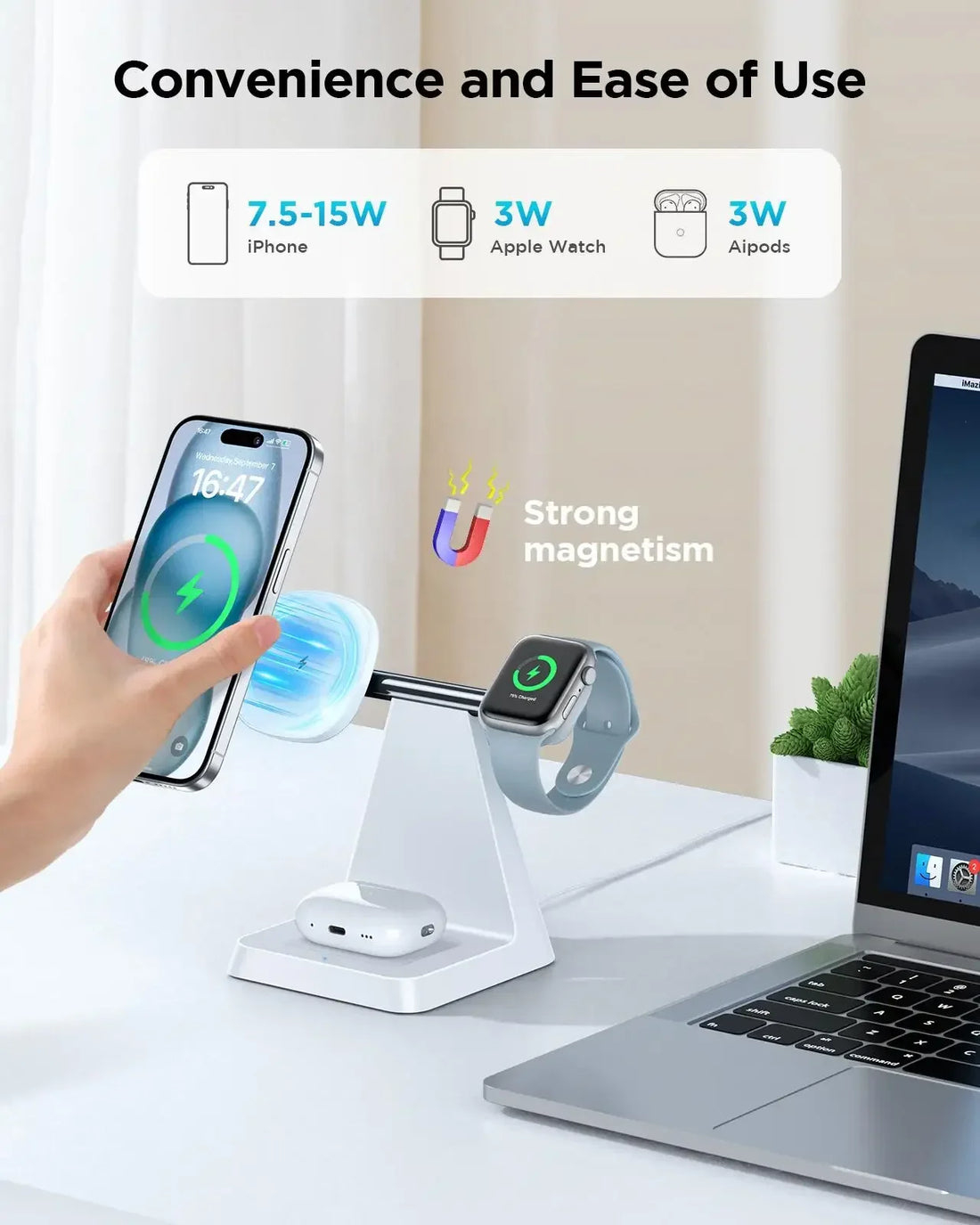 3-in-1 Magnetic Wireless Charger | iPhone & Apple Device Charging Station