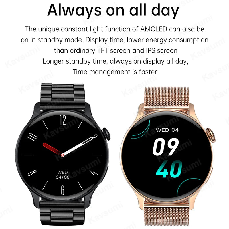 NFC Smart Watch Amoled HD GPS Track Sports Heart Rate Bluetooth Call Waterproof Ladies Women Smartwatch For Women's Gift