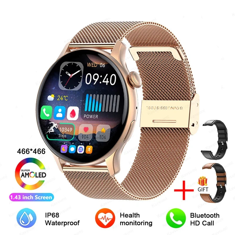 NFC Smart Watch Amoled HD GPS Track Sports Heart Rate Bluetooth Call Waterproof Ladies Women Smartwatch For Women's Gift