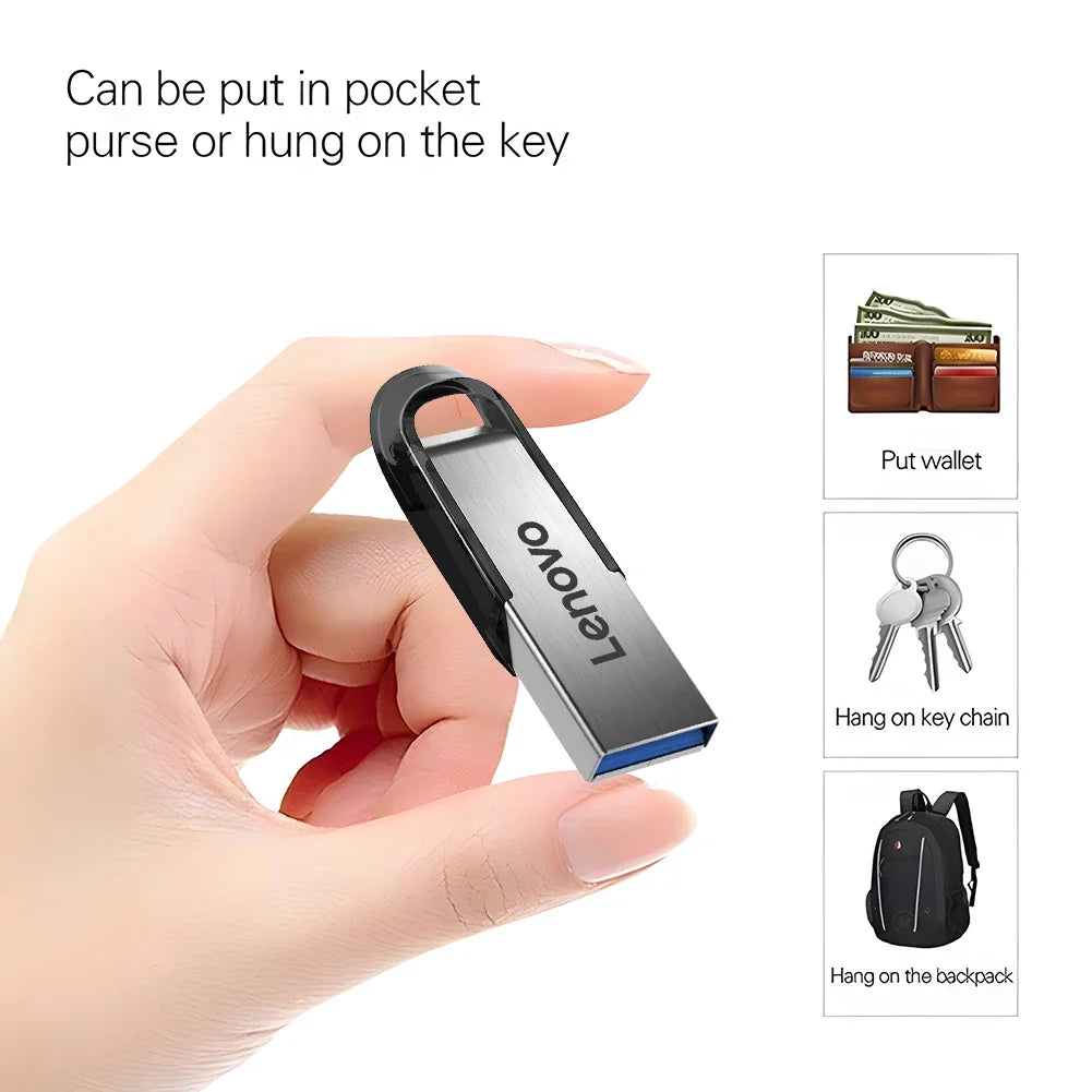 Lenovo Flash Drive 2TB USB 3.0 Mini High-Speed Metal Pen Drive