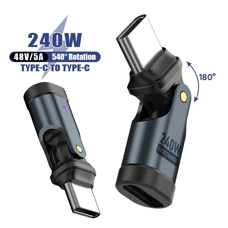 USB-C Adapter 240W 5A | Type-C Male to Female Fast Charging Converter