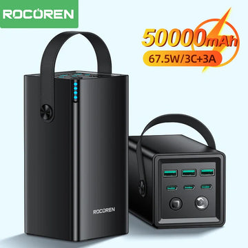 50000mAh Portable Power Bank 22.5W | USB-C Fast Charging with Flashlight