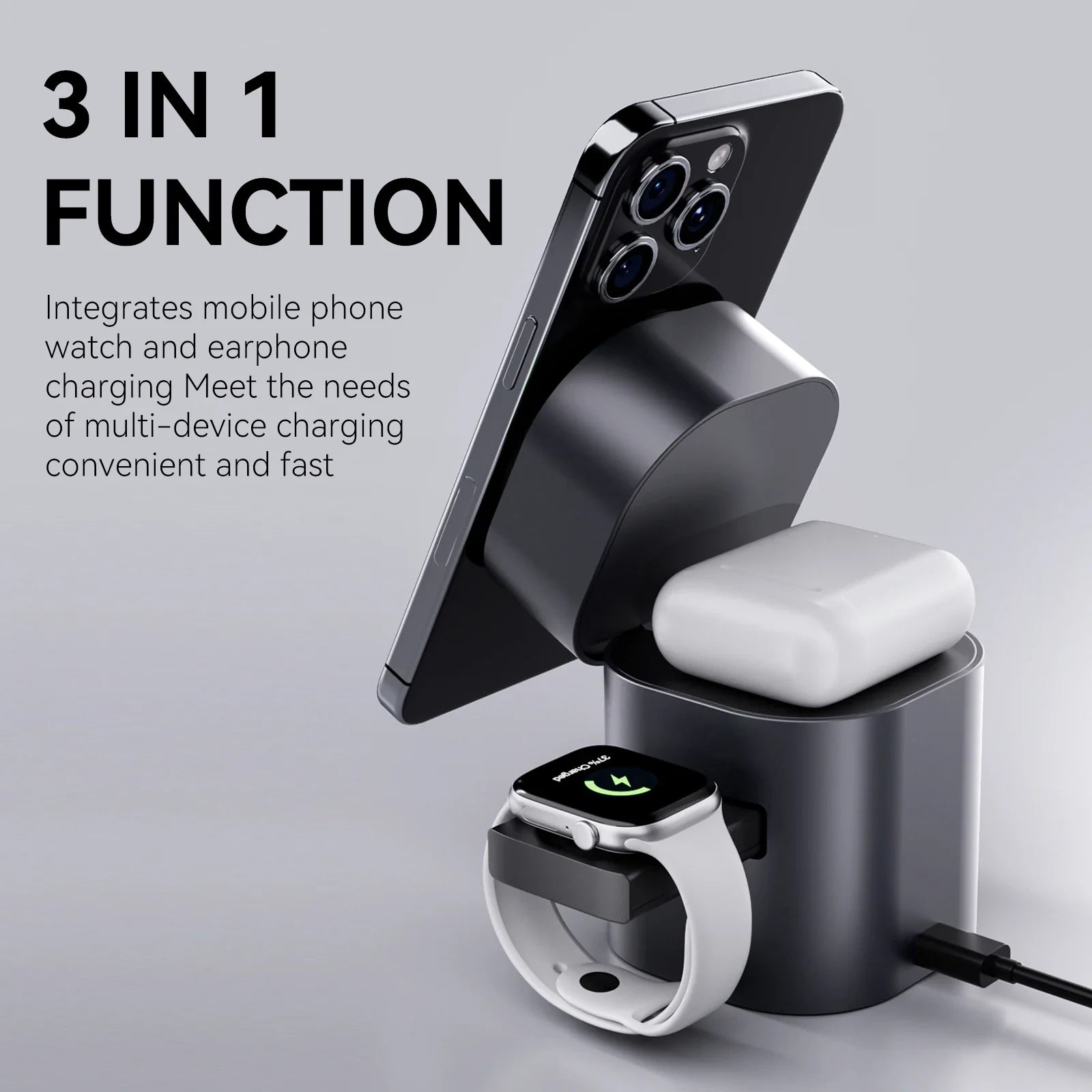 3-in-1 Wireless Charging Station | Fast Charger for iPhone, Apple Watch & AirPods