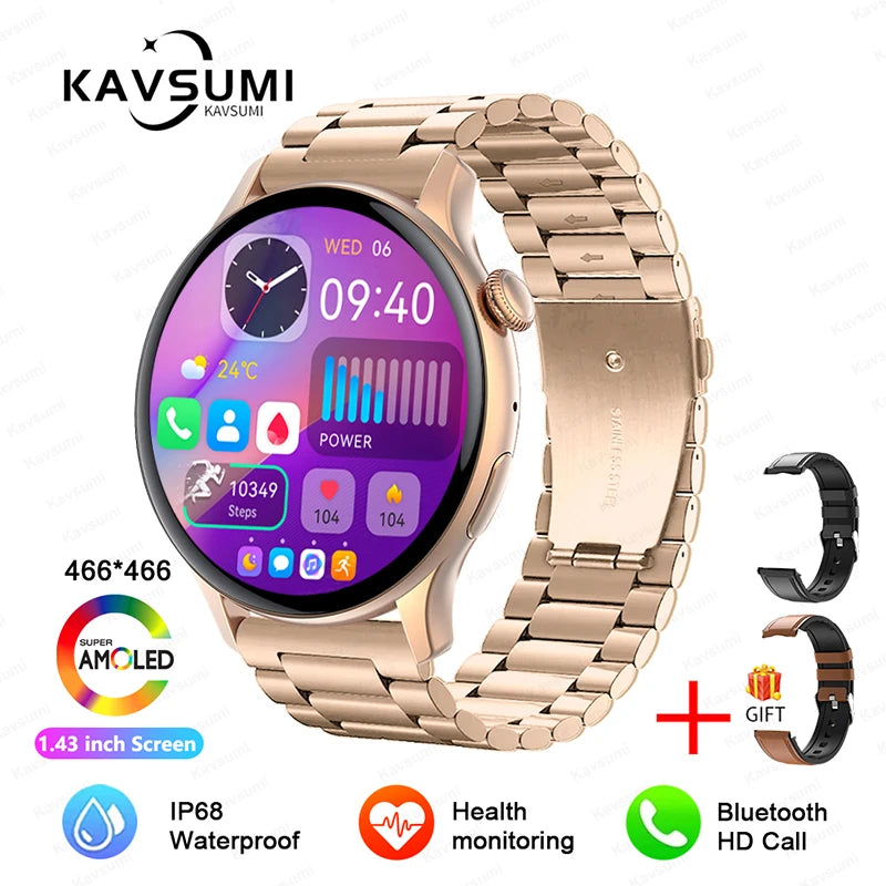 NFC Smart Watch Amoled HD GPS Track Sports Heart Rate Bluetooth Call Waterproof Ladies Women Smartwatch For Women's Gift