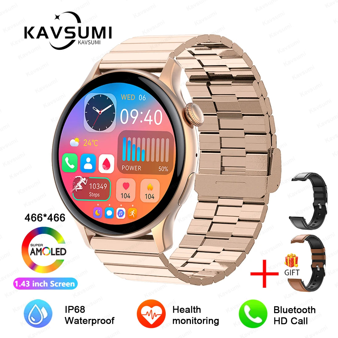 NFC Smart Watch Amoled HD GPS Track Sports Heart Rate Bluetooth Call Waterproof Ladies Women Smartwatch For Women's Gift