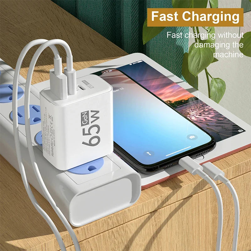 Quick Charge 65W USB-C Charger | Wall Adapter for iPhone & Android