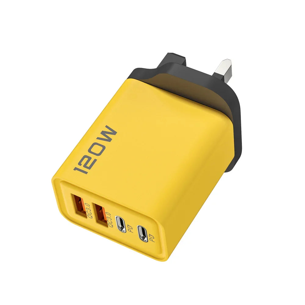 Fast Charging 4-Port USB Charger | 120W Wall Adapter for Smartphones