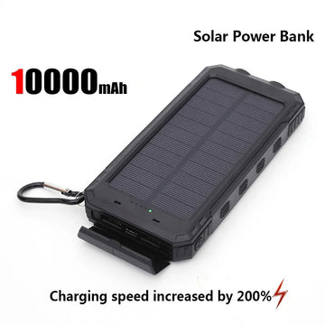 Solar Power Bank 50000mAh | Portable External Battery with LED Light