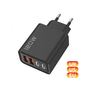 Fast Charging 4-Port USB Charger | 120W Wall Adapter for Smartphones