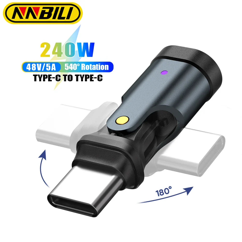 USB-C Adapter 240W 5A | Type-C Male to Female Fast Charging Converter