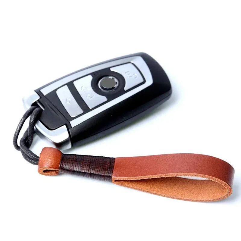 Handmade Genuine Leather USB Flash Drive Keychain – Natural Leather Wrist Strap Holder
