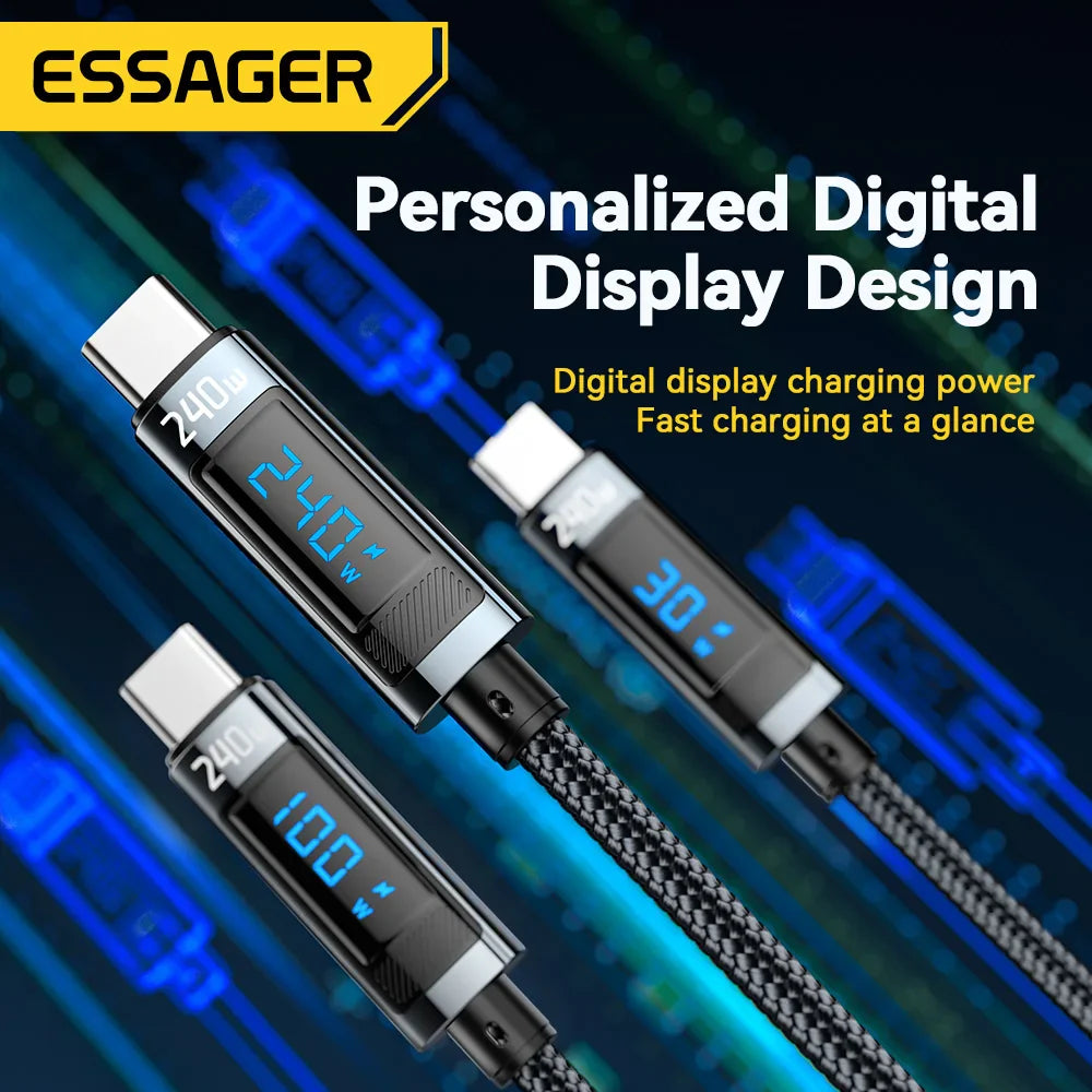 USB Type-C Cable 2M | 100W PD Fast Charger for MacBook, Samsung, Xiaomi