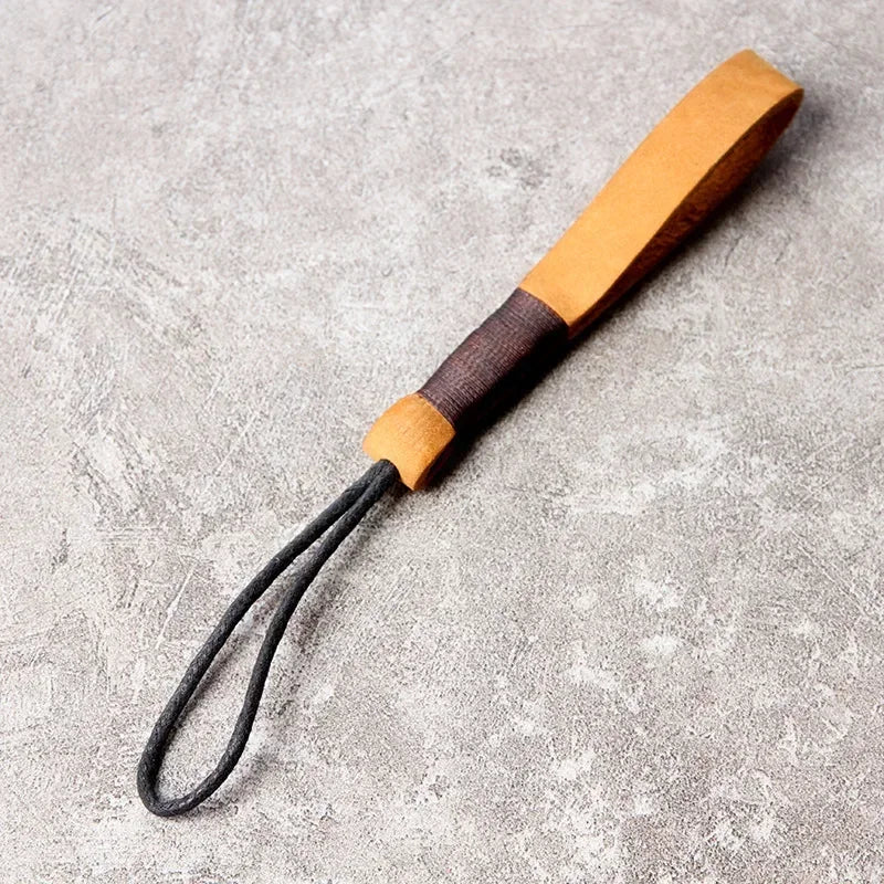 Handmade Genuine Leather USB Flash Drive Keychain – Natural Leather Wrist Strap Holder