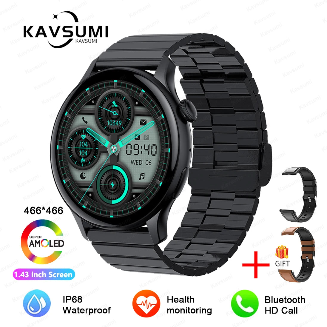 NFC Smart Watch Amoled HD GPS Track Sports Heart Rate Bluetooth Call Waterproof Ladies Women Smartwatch For Women's Gift