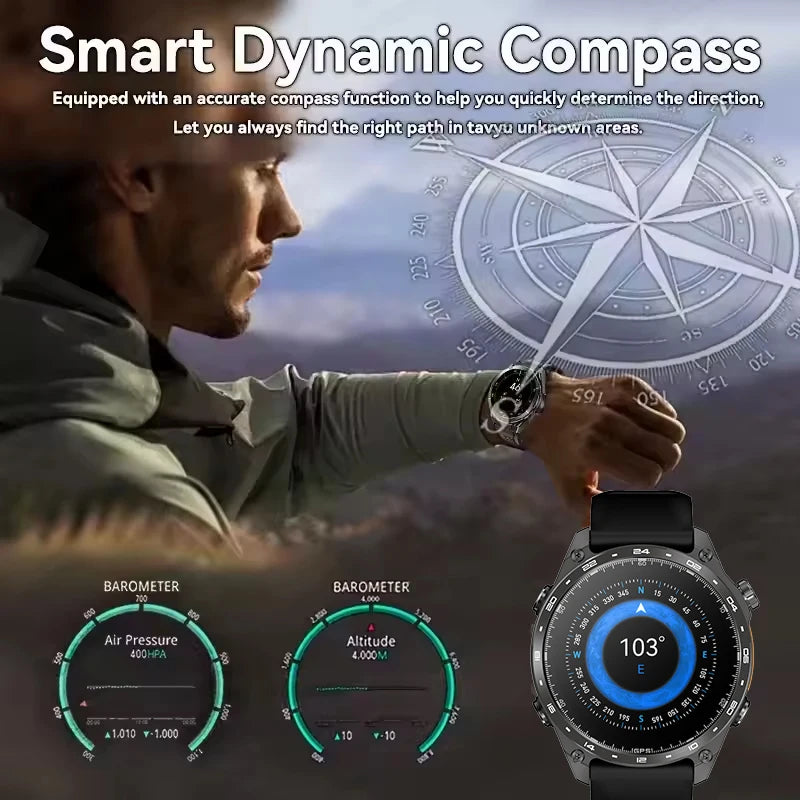 HD300 Pro Men Smart Watch AMOLDE GPS Track Offline Map 4GB Memory Recorder Flashlight Outdoor Sport Barometer Altitude Compass