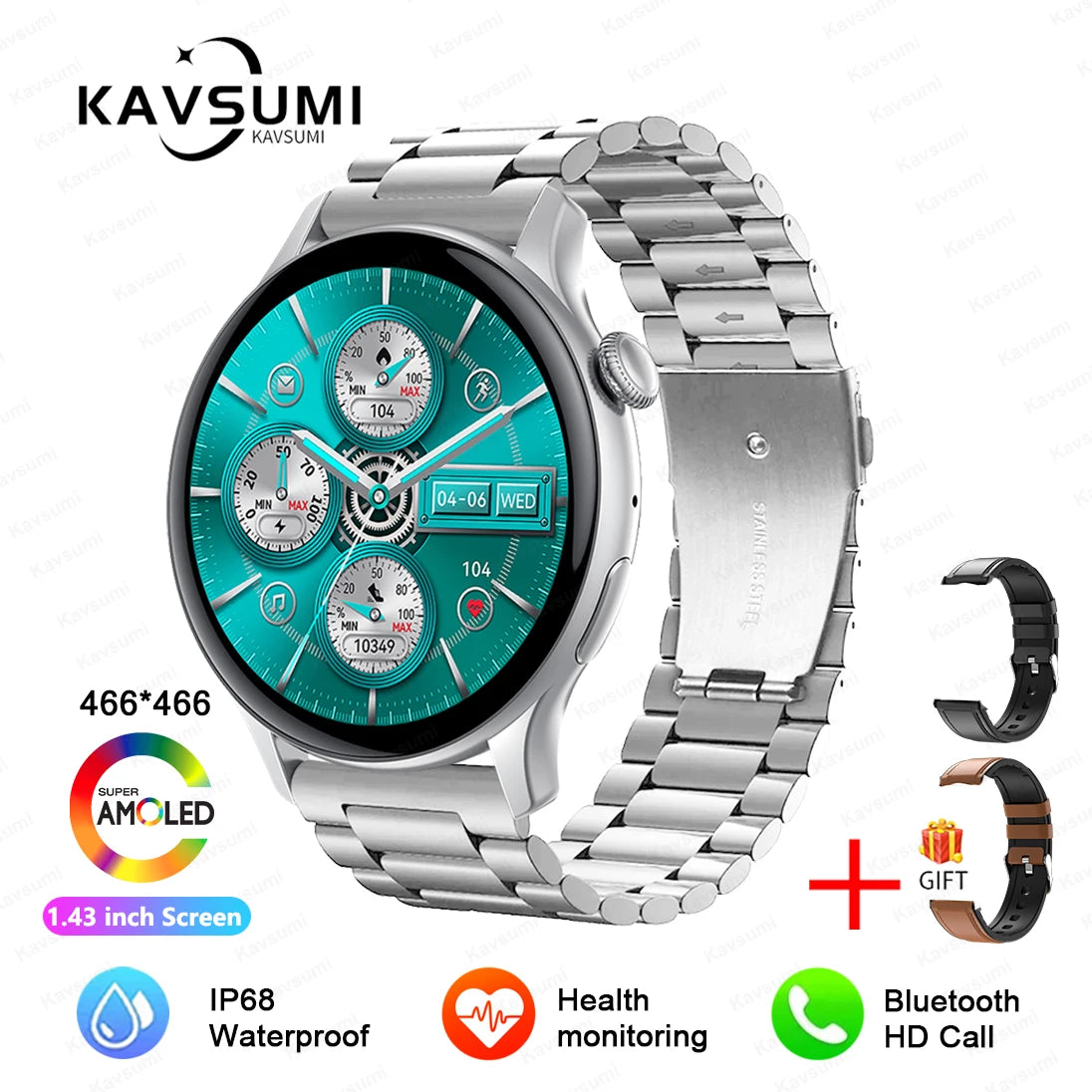 NFC Smart Watch Amoled HD GPS Track Sports Heart Rate Bluetooth Call Waterproof Ladies Women Smartwatch For Women's Gift