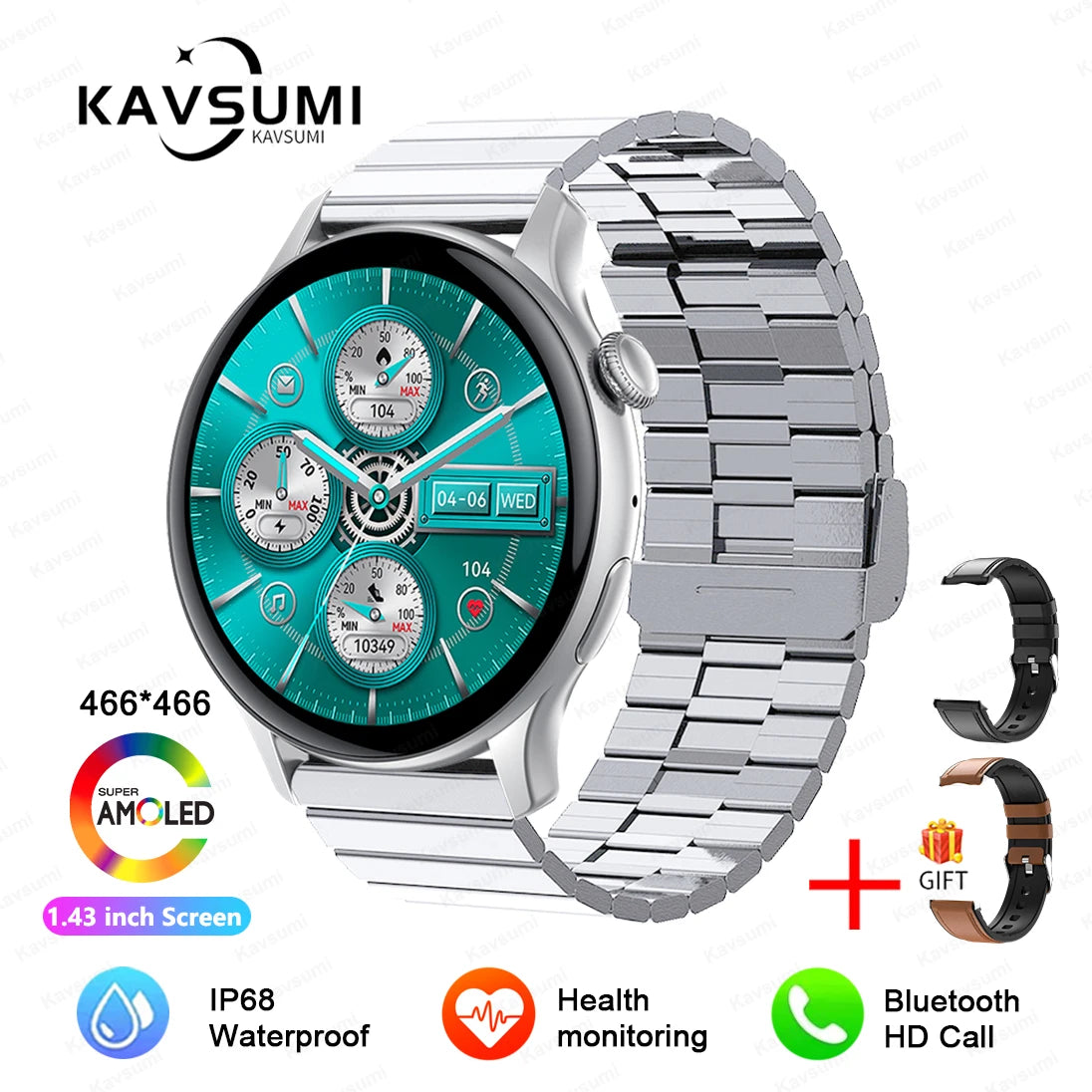 NFC Smart Watch Amoled HD GPS Track Sports Heart Rate Bluetooth Call Waterproof Ladies Women Smartwatch For Women's Gift