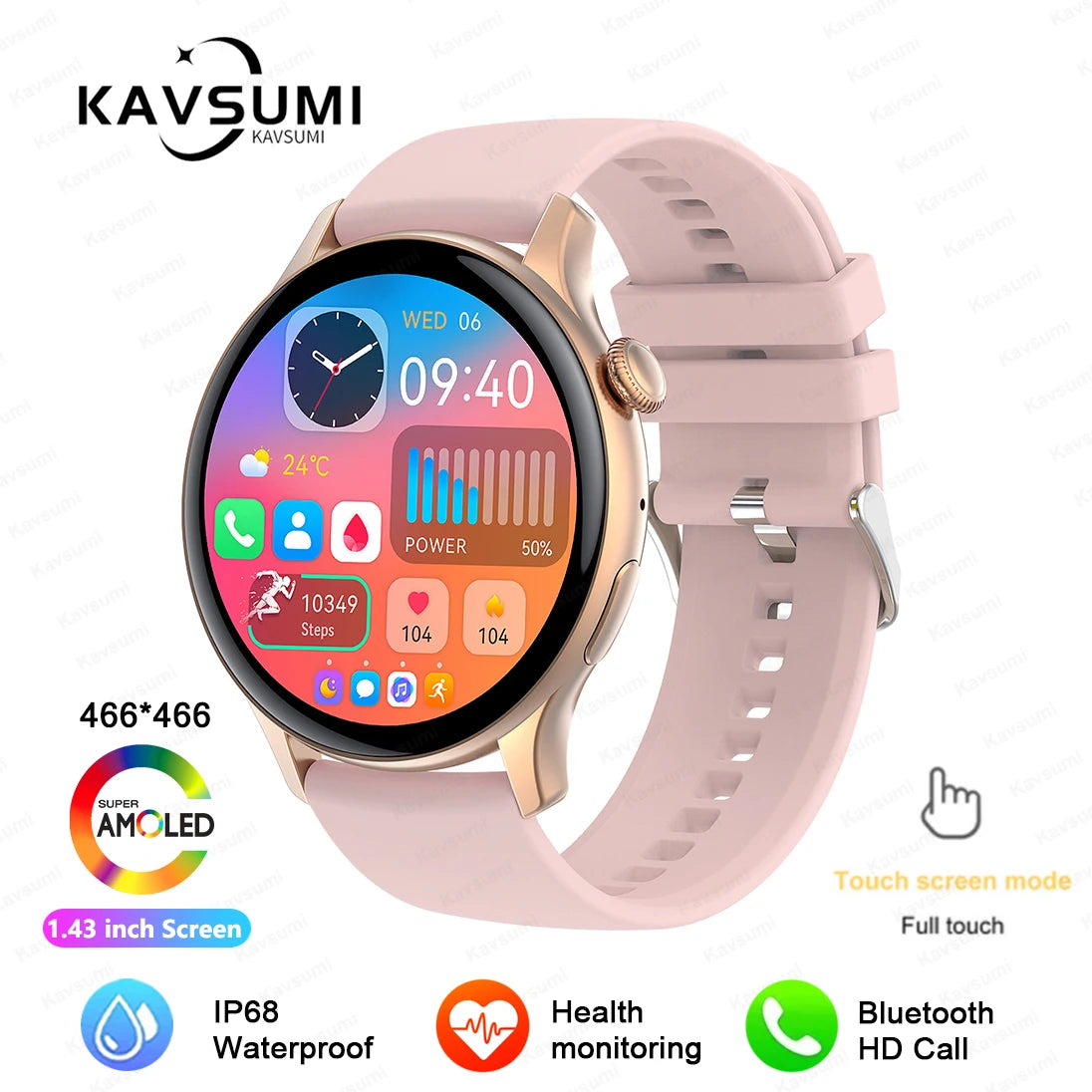 NFC Smart Watch Amoled HD GPS Track Sports Heart Rate Bluetooth Call Waterproof Ladies Women Smartwatch For Women's Gift