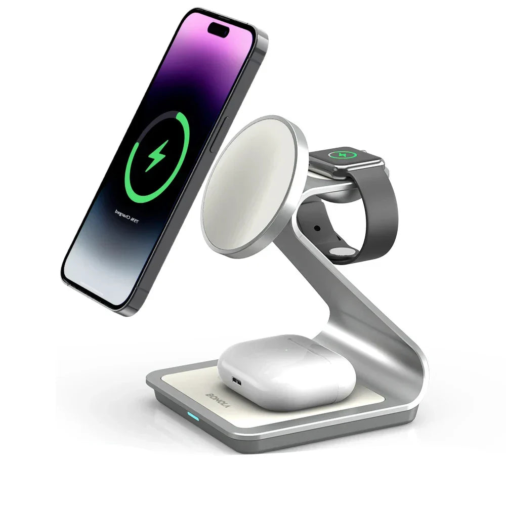 Magnetic Wireless Charger 3-in-1 | Fast 30W Station for Apple Devices