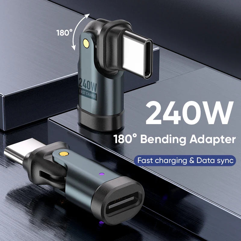 USB-C Adapter 240W 5A | Type-C Male to Female Fast Charging Converter