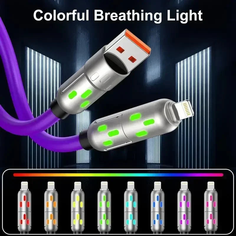 6.6FT 240W 4-in-1 USB Charging Cable with USB-A and Type-C Connectors