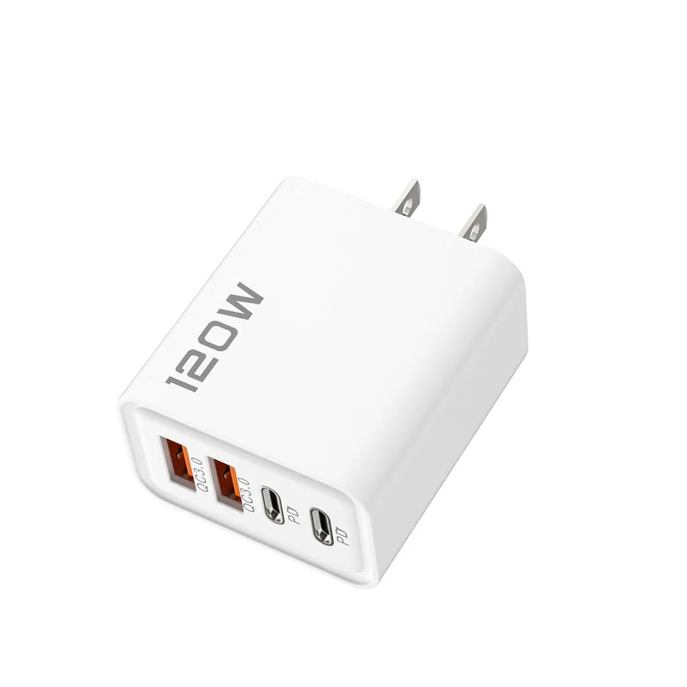 Fast Charging 4-Port USB Charger | 120W Wall Adapter for Smartphones