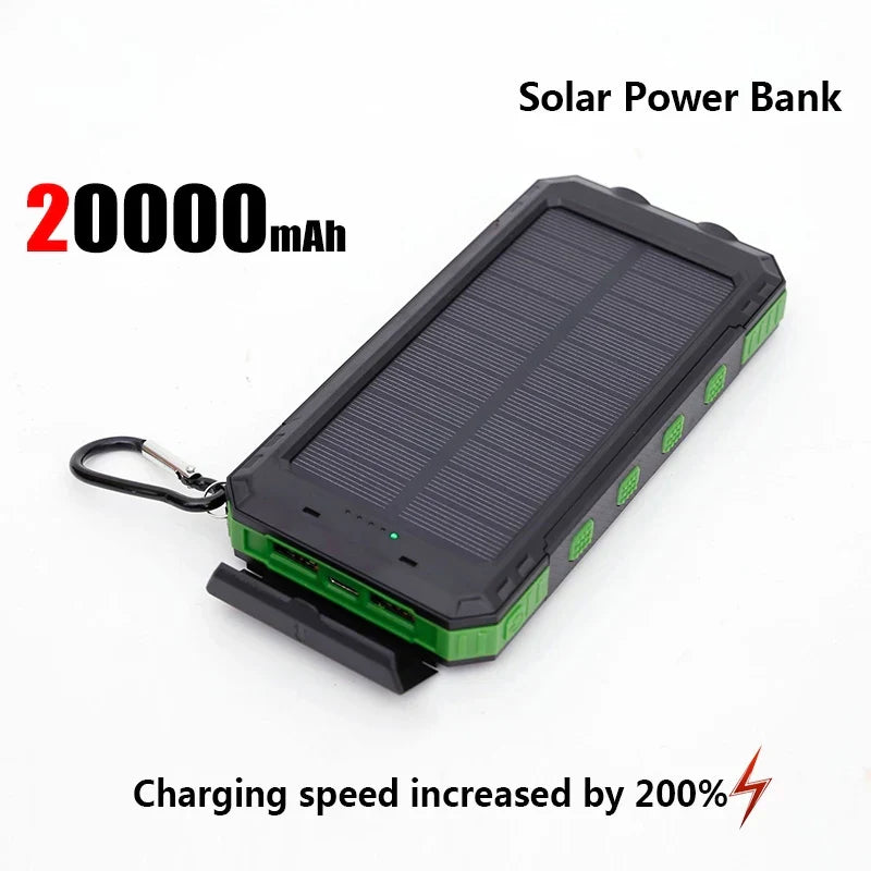 Solar Power Bank 50000mAh | Portable External Battery with LED Light